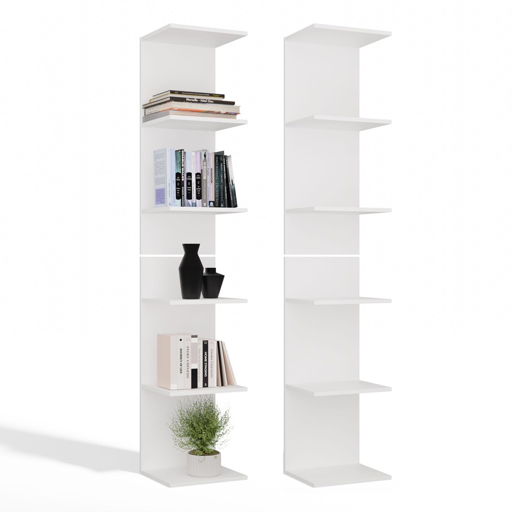 REGAL 6P WEISS Hoch 180 Cm 6 Regale Für Bücher Ordner Für Büro Wohnzimmer