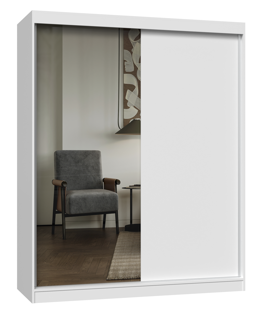 Schiebetürenschrank IGA 160 A/B Weiß 1 x Spiegel Für Schlafzimmer Flur