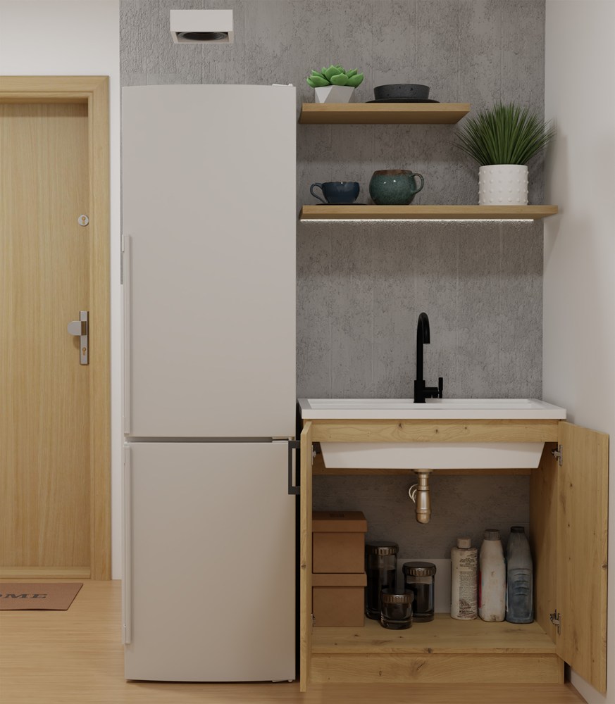 Raumhirsch – Küchenunterschrank – 80 cm – Schwarz / Weiß – mit Arbeitsplatte – 2 Türen – Detailansicht 2