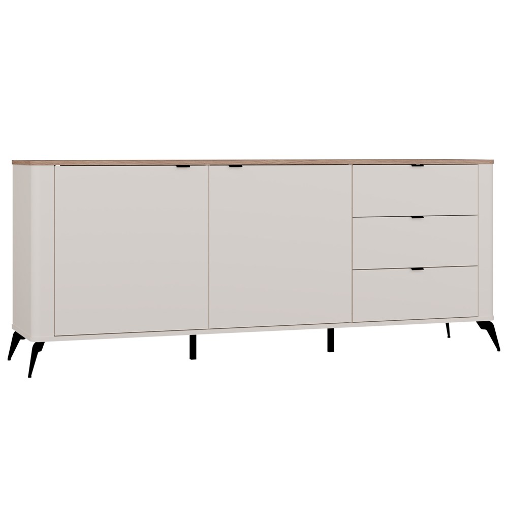 Kommode CORDOBA 2D3S Kaschmir Beige Eiche Castello Schrank 3 Schubladen Soft-Close