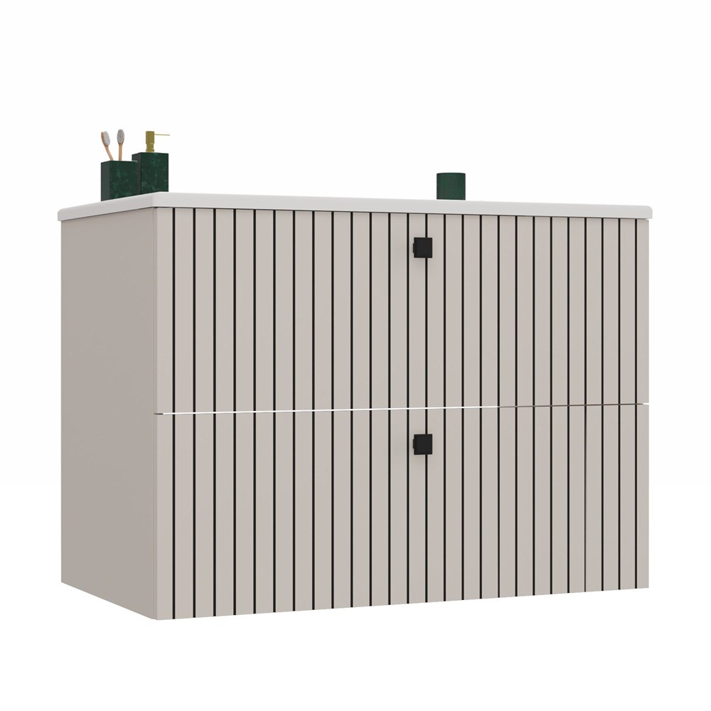 UNTERSCHRANK FÜR WASCHBECKEN TIGO 80 2S KASCHMIR GERILLTE FRONT + WASCHBECKEN