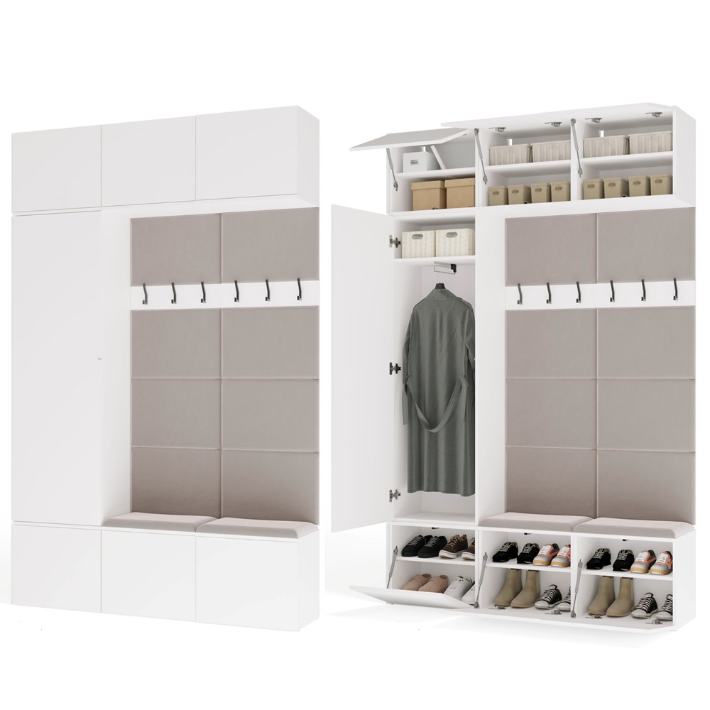 Garderobe HAGA III 1Sz2W WEISS Schrank + 2x Kleiderhaken für Flur
