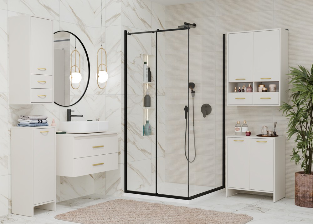 Badezimmerschrank NINA 2DUM KASCHMIR 2 Türen Regale Regal Unter Waschbecken