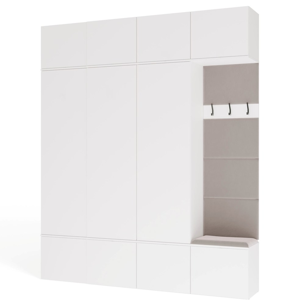 Garderobe HAGA IV 3Sz1W WEIß 3x Schrank + Garderobenhaken für Flur