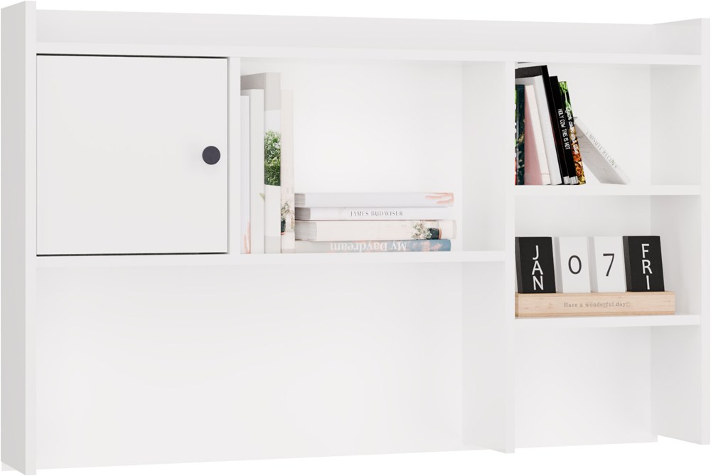 Aufsatz für Schreibtisch 120 cm WEISS 1 Tür Regal für Bücher Dokumente