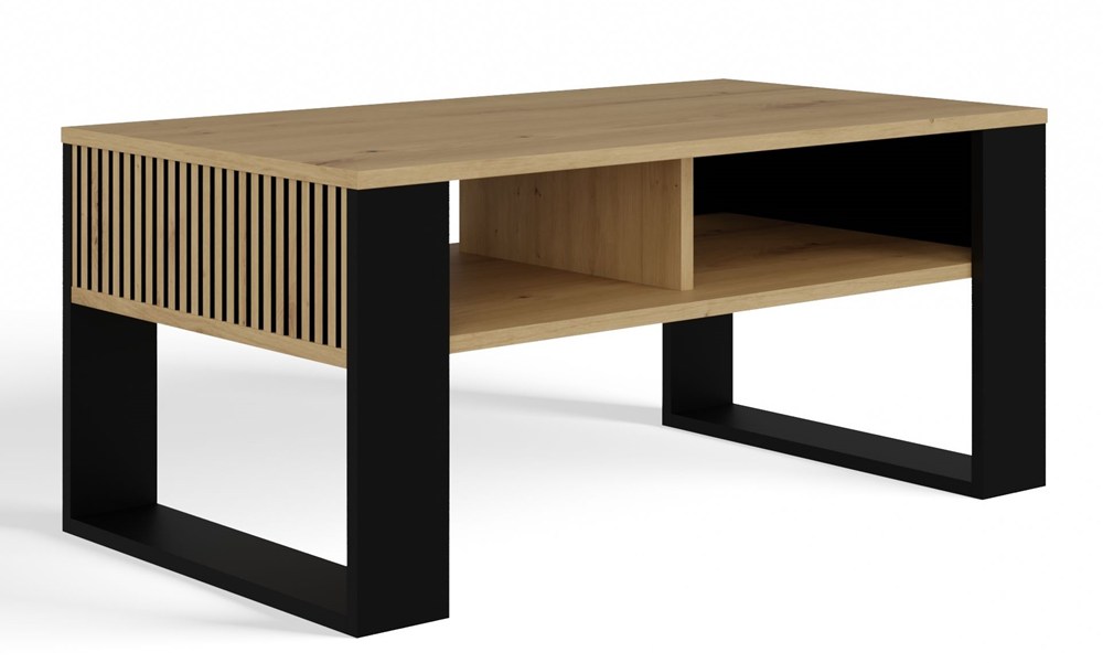 Raumhirsch Table basse 90x50x58 cm Avec rangement slim artisan / noir – vue principale