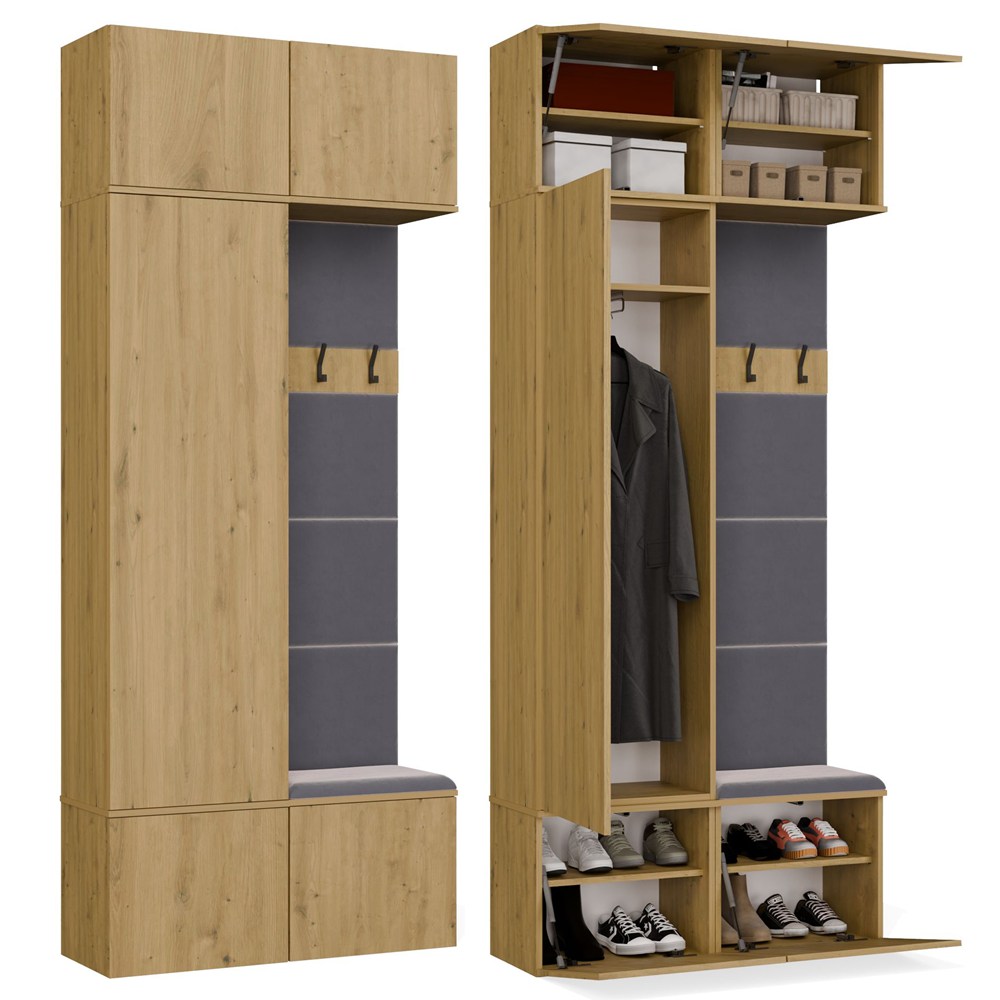 Garderobe Schrank + Garderobenhaken HAGA II/1Sz1W EICHE ARTISAN