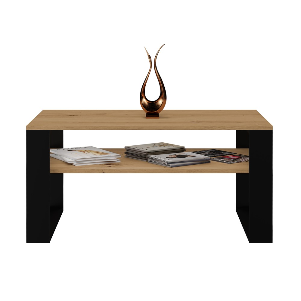 Raumhirsch Table basse 90x50x58 cm Avec rangement chêne Artisan / noir – détail 2