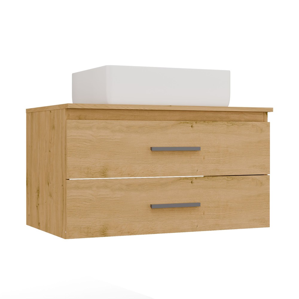 Schrank mit Waschbecken NEL 80 Badezimmer EICHE ARTISAN Hängend 2 Schubladen 80x50x58,5 cm