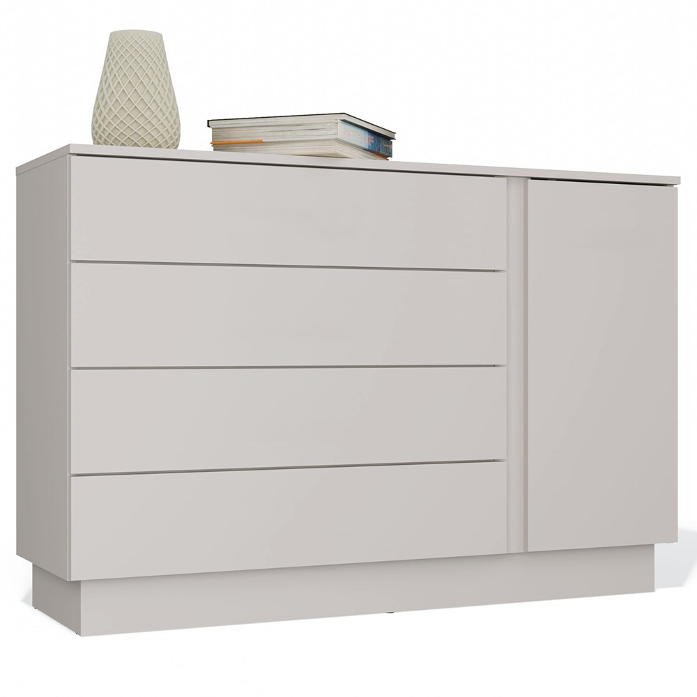 Kommode AMBER 1D4S Schrank 1 Tür 4 Schubladen Für Schlafzimmer Wohnzimmer KASZMIR Beige