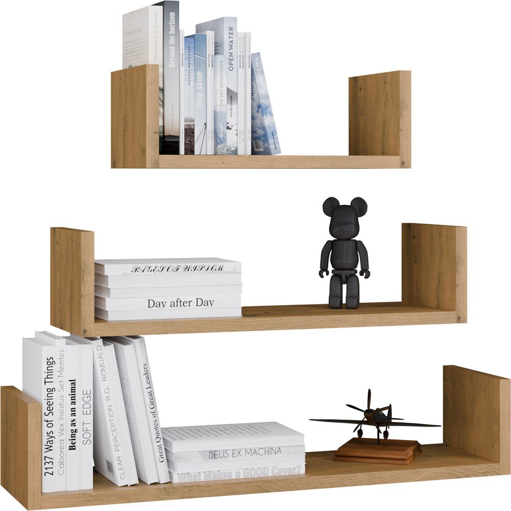 Hängeregal MOBI 3P Set 3x – Moderne Wandregale ARTISAN EICHE