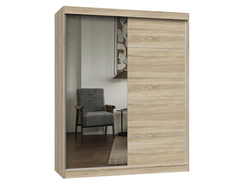 Schrank Iga 160 A/C DĄB SONOMA 1 x Spiegel Sprossen Für Schlafzimmer Flur