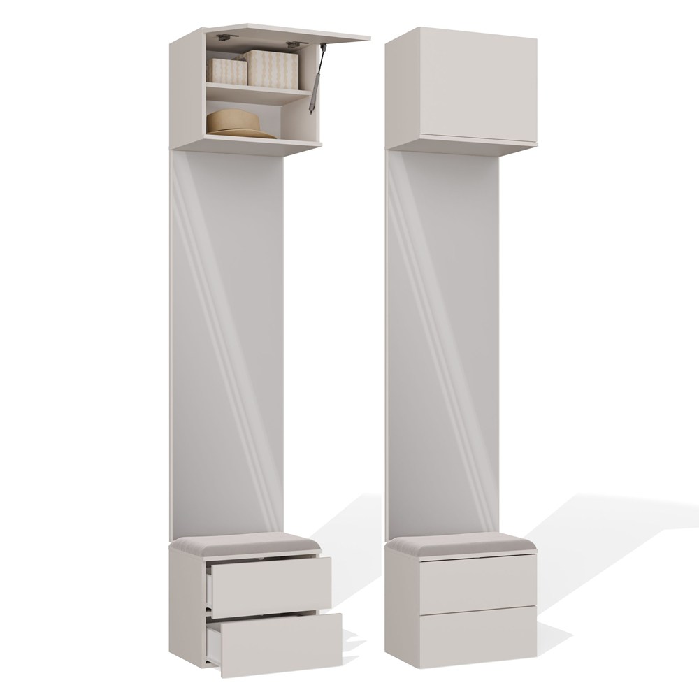 Garderobe HAGA 1L2S Schrank 2 Schubladen Für Flur KASCHMIR BEIGE 238x50x35 cm