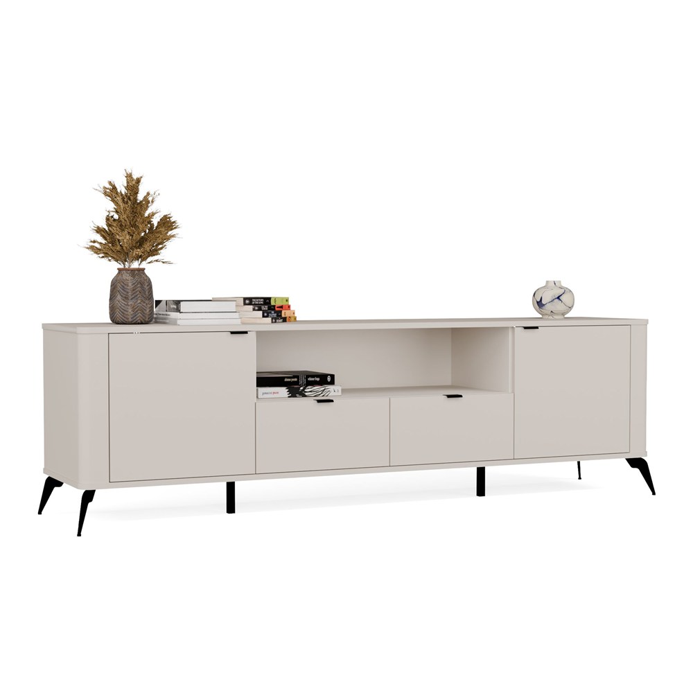 TV-Schrank CORDOBA 2D2S Kaschmir Beige TV-Schrank 2 Schubladen für Wohnzimmer