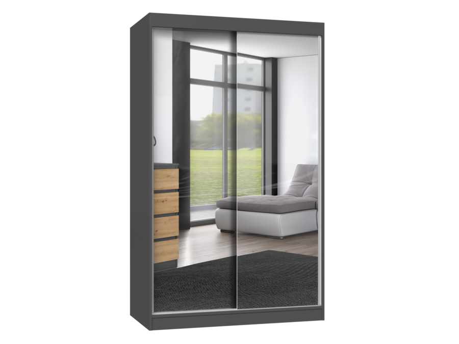 Schrank IGA 120/A ANTHRAZIT 2 Spiegel Für Schlafzimmer Flur