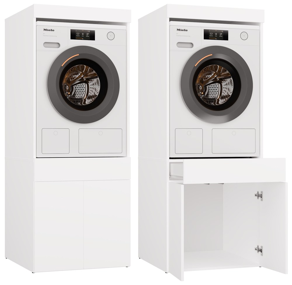 Badezimmerschrank Für Waschmaschine Oder Trockner POLA TWIN 1S WEISS Regal Schublade