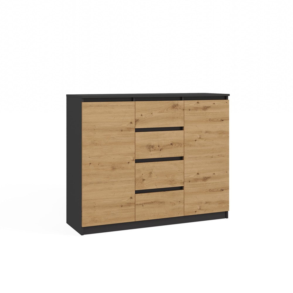 Kommode Malwa 2D4S 120 ANTHRAZIT EICHE ARTISAN