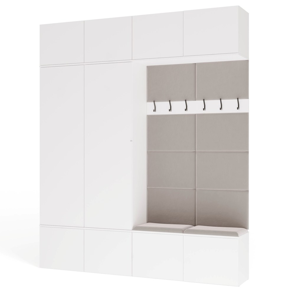 Garderobe HAGA IV 2Sz2W WEIß 2x Schrank + 2x Kleiderhaken Für Flur