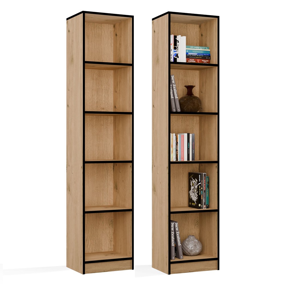 REGAL Schrank R40 Für Bücher Ordner EICHE ARTISAN SCHWARZ 5 Regale Für Büro