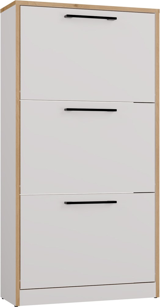 Schuhschrank Paula WEISS / EICHE ARTISAN KANTE 3 Türen für Flur
