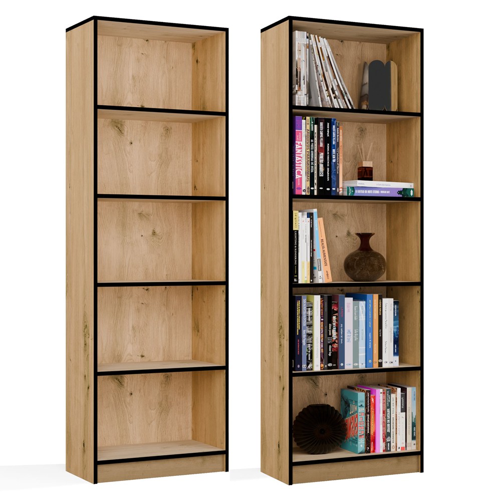 REGAL Schrank R60 Für Bücher ARTISAN EICHE SCHWARZE KANTEN 5 Regalböden Für Büro