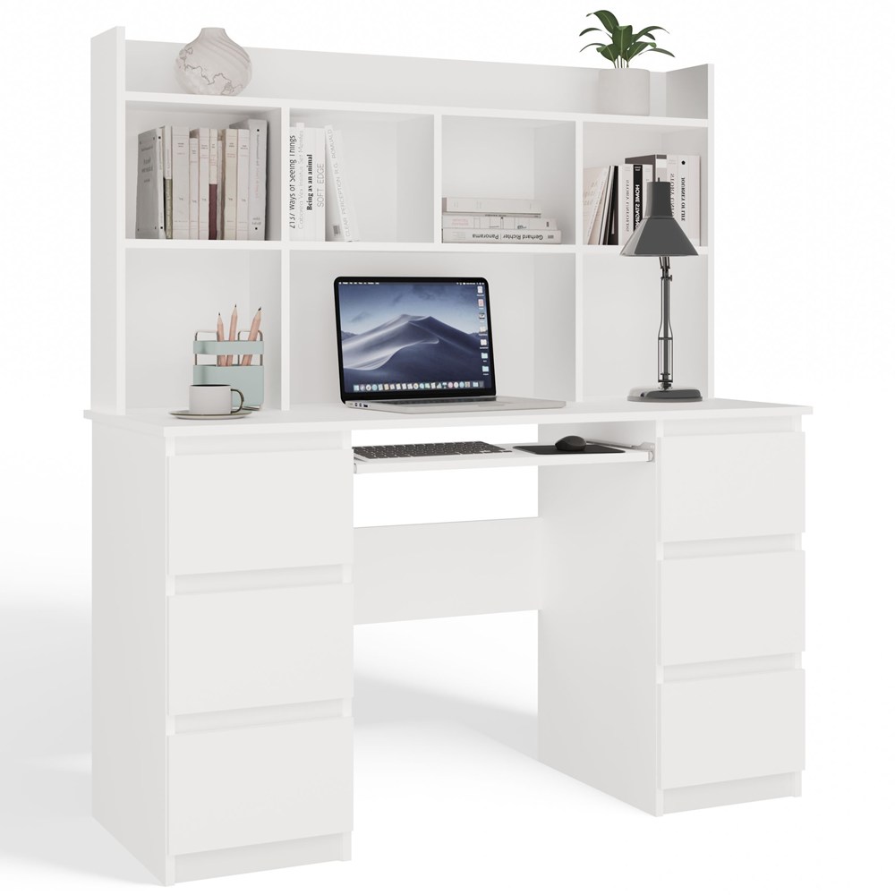 Schreibtisch KUBA+ AUFSATZ Set WEISS