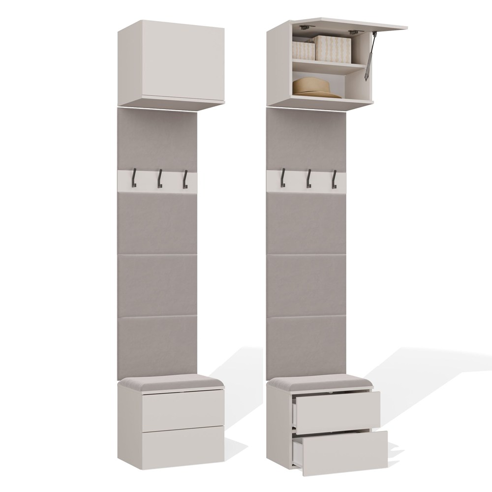 Garderobe HAGA 1W2S Garderobenständer 2 Schubladen Für Flur KASZMIR BEIGE 238x50x35