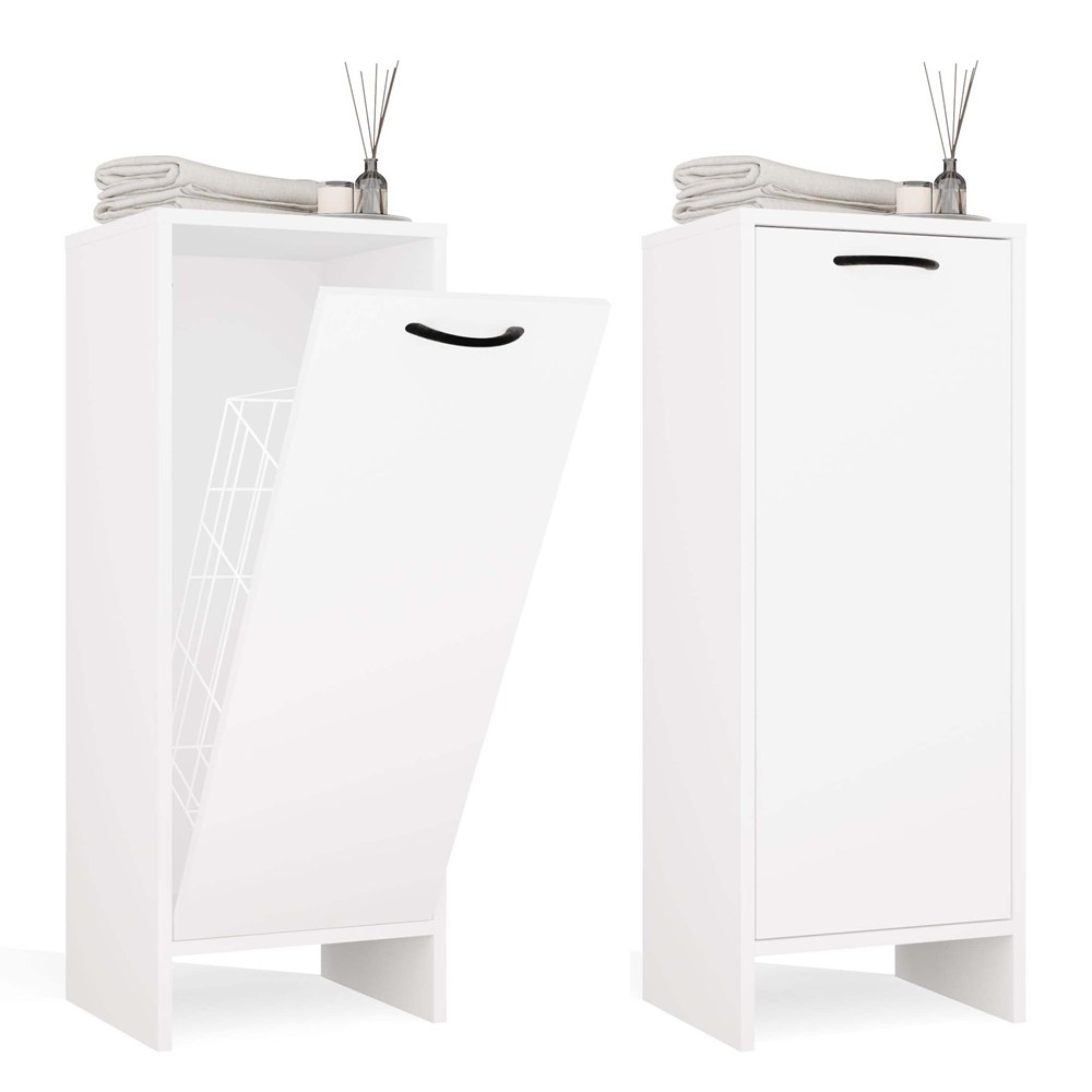 Badezimmerschrank NINA 1K WEISS 1 Wäschekorb Regal Säule Für Badezimmer
