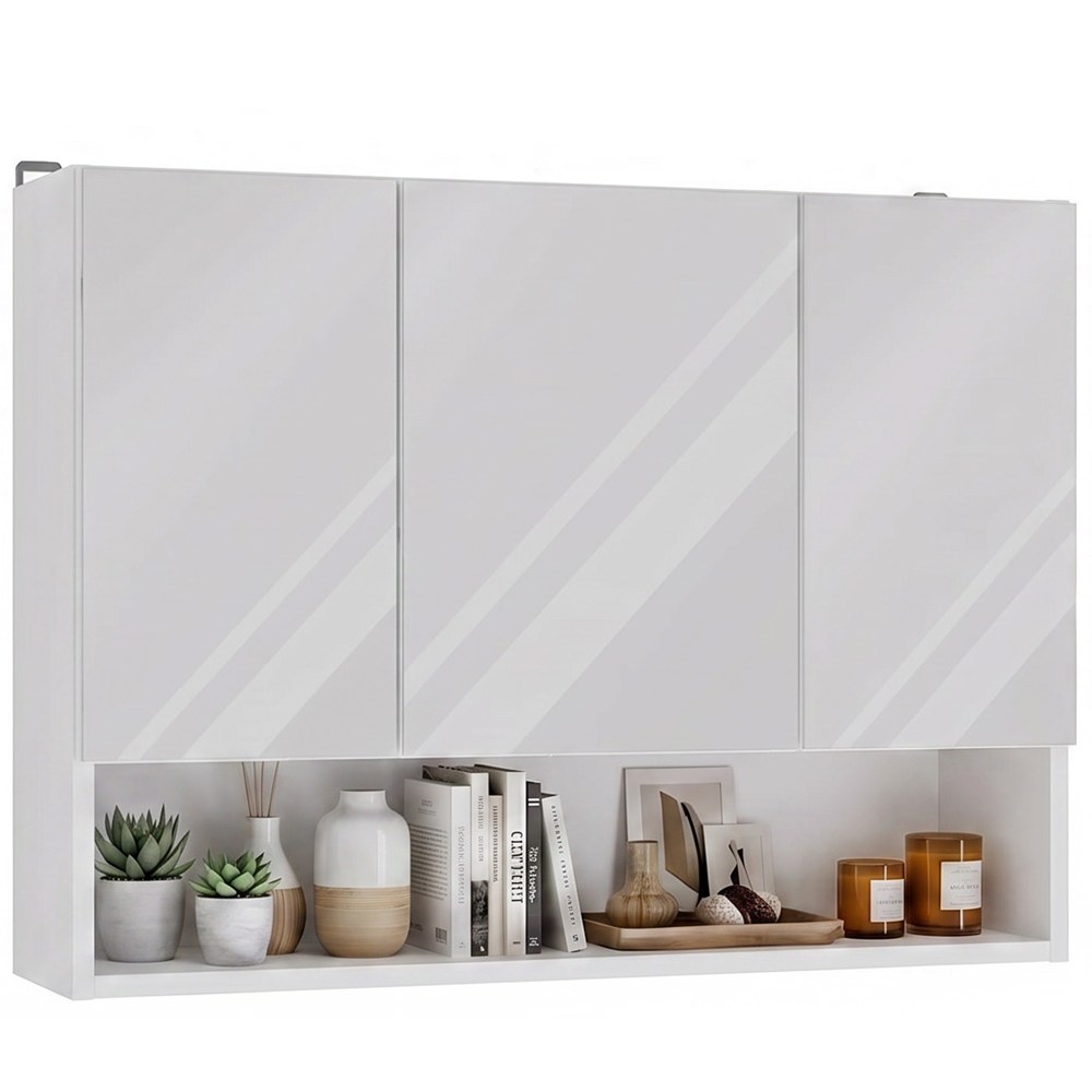Hängeschrank Badezimmer POLA 3DL/P WEISS 80 Cm 3 Spiegel mit Regal