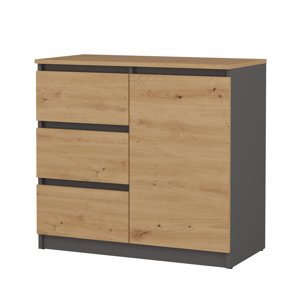 Komoda Malwa 1D3S/BA ANTRACYT DĄB ARTISAN