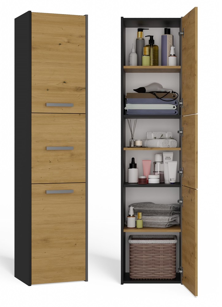 Badezimmerschrank Sara S43 ANTHRAZIT EICHE ARTISAN