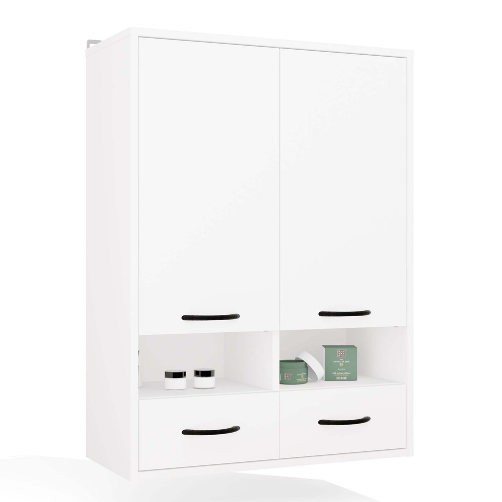 Hängeschrank Badezimmer NINA W2D2P2S WEISS Regal 2 Türen 8 Regalböden 2 Schubladen