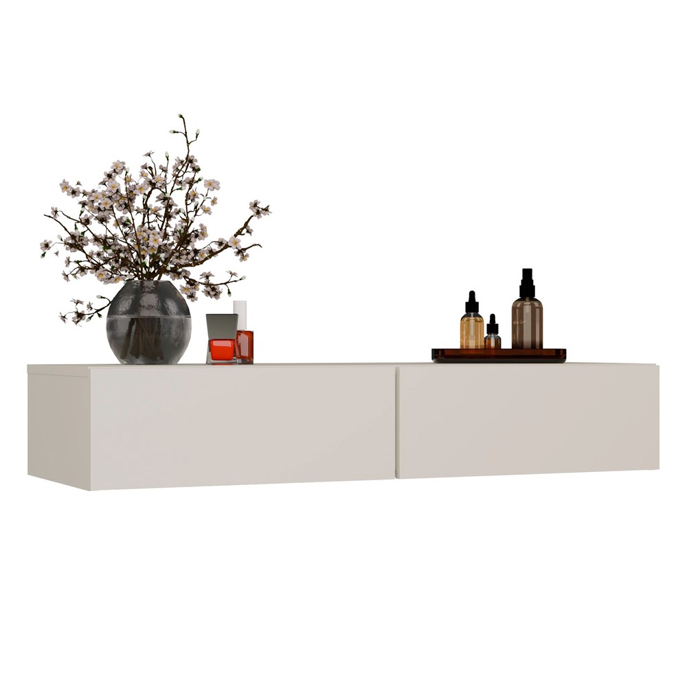 Hängender Schminktisch MIKA 110 cm 2 Schubladen Für Schlafzimmer KASCHMIR Beige