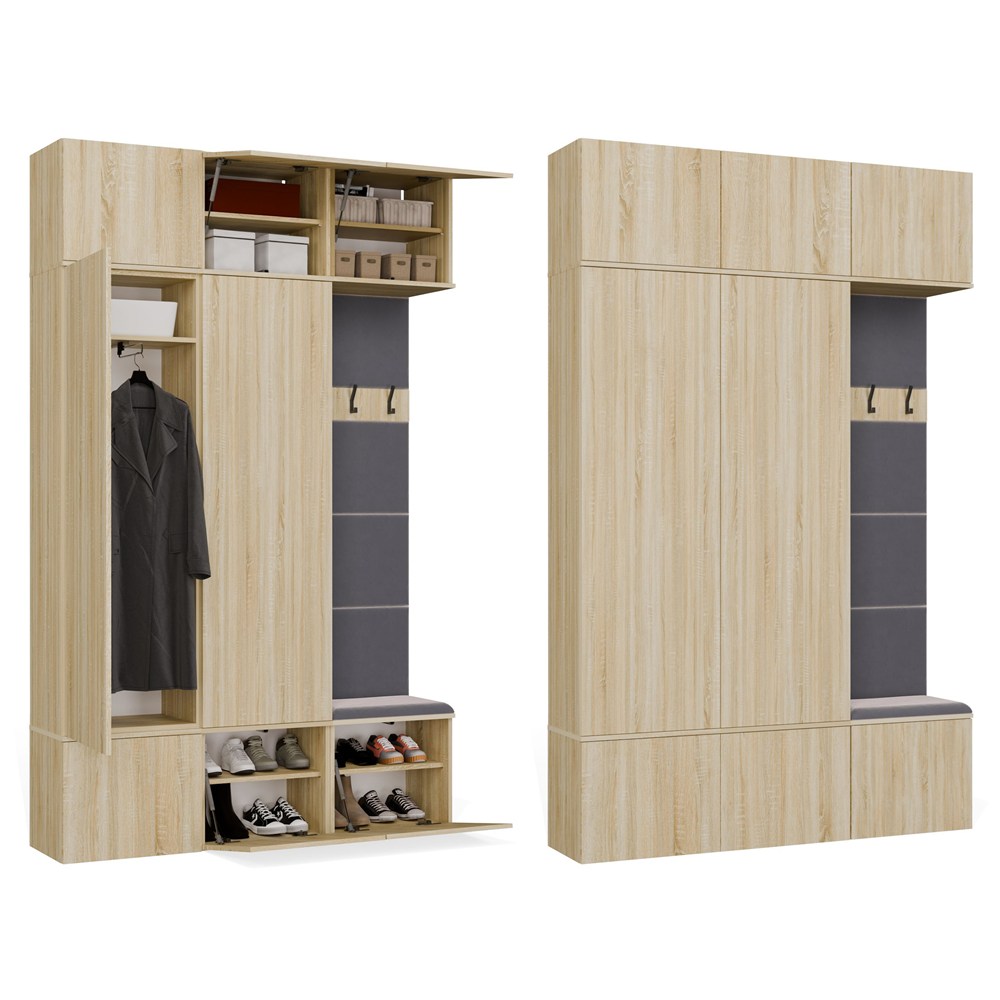 Garderobe HAGA III/2Sz1W EICHE SONOMA 2x Schrank + Garderobe