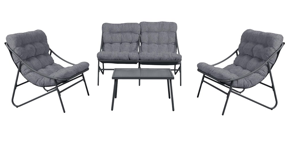 Gartenmöbel-Set VIBE 4-teilig Sessel Sofa Tisch GRAU