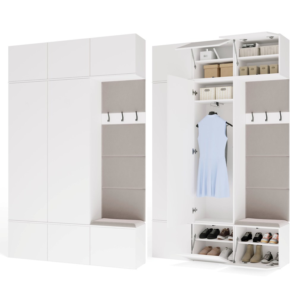 Garderobe HAGA III 2Sz1W WEIß 2x Schrank + Garderobenhaken für Flur