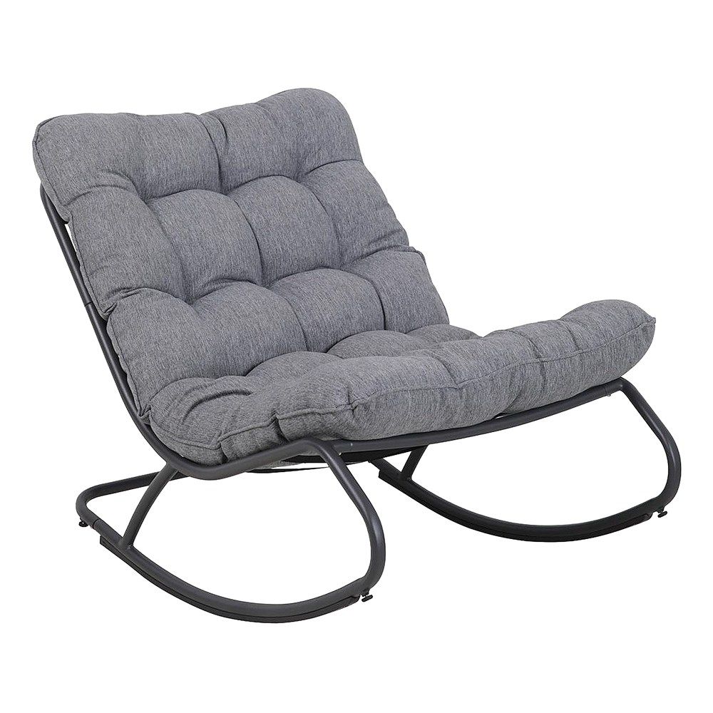 Schaukelstuhl VIBE Garten mit Kissen Stahl Schwarz Grau 115 cm