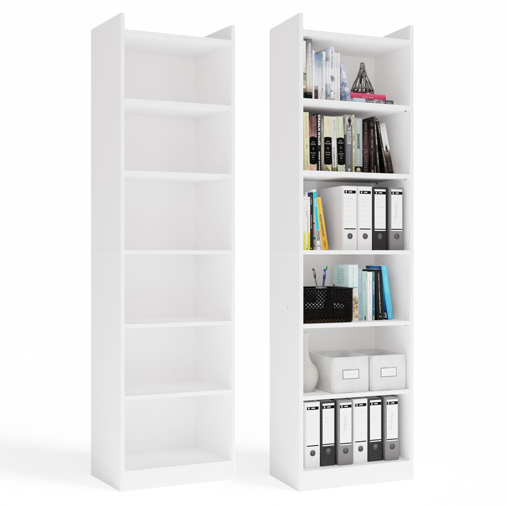 REGAL RIMINI Schrank 50 cm 7 Regalböden Für Bücher Ordner Büro WEIß
