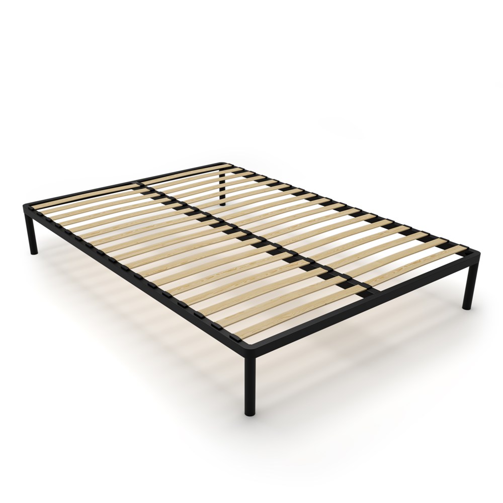 Bettgestell BED ALU 140x200 Metall Holzlatten Modern SCHWARZ