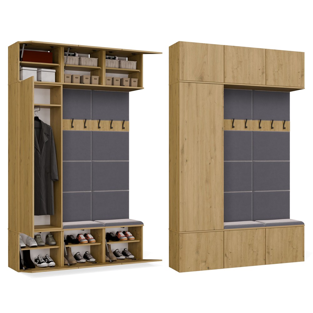 Garderobe HAGA III/1Sz2W EICHE ARTISAN + 2x Kleiderhaken