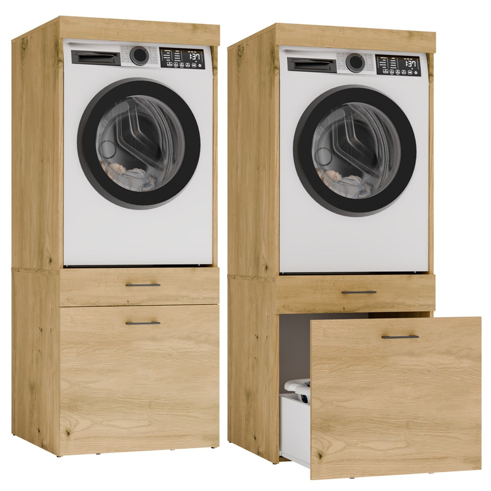 Badezimmerschrank für Waschmaschine oder Trockner POLA 2S EICHE ARTISAN 2 Schubladen