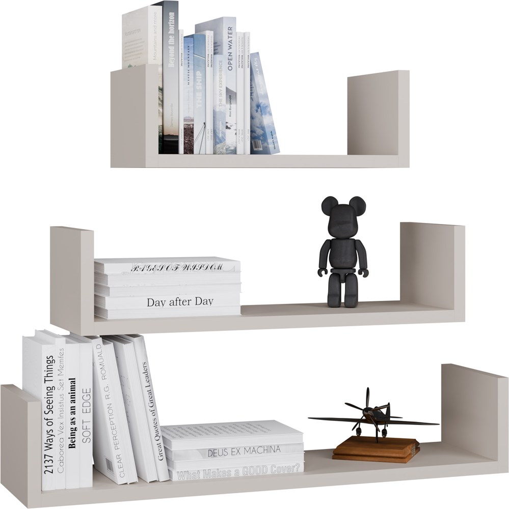 Hängeregal MOBI 3P Set 3x – Moderne Wandregale KASCHMIR BEIGE