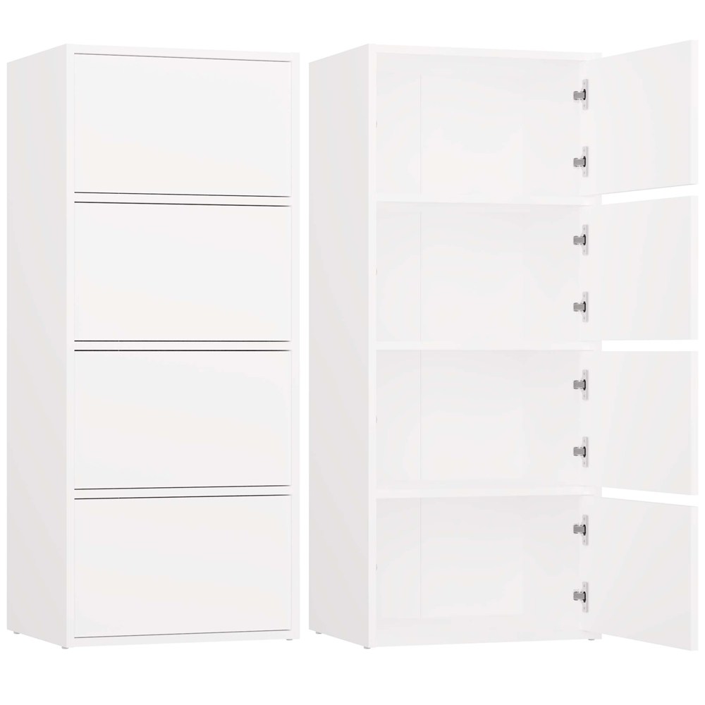 Kommode ALMA WEIß Schrank 4 Türen 4 Regale