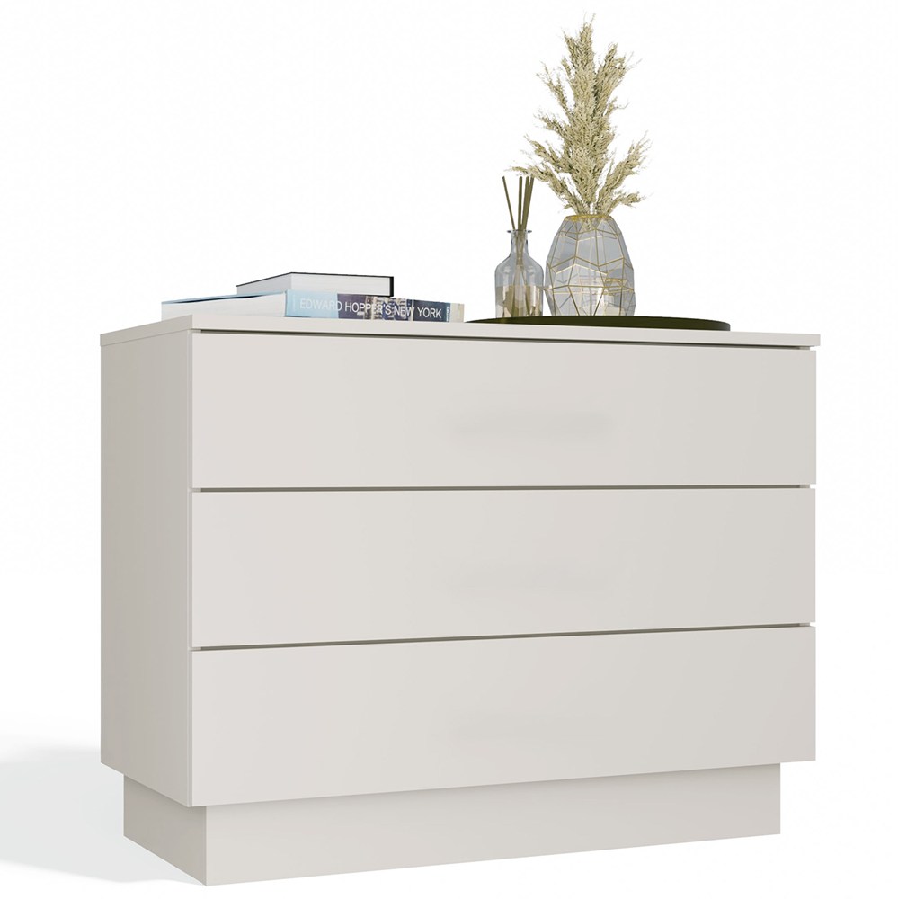 Kommode AMBER 3S Schrank 3 Schubladen Für Schlafzimmer Wohnzimmer KASCHMIR Beige