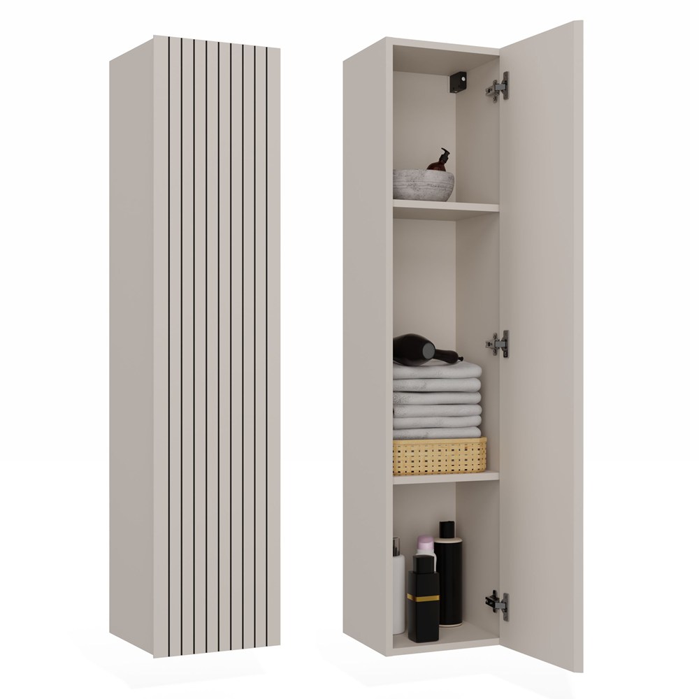 HÄNGESCHRANK BAD SÄULE REGAL TIGO 1D KASCHMIR GERILLTER FRONT