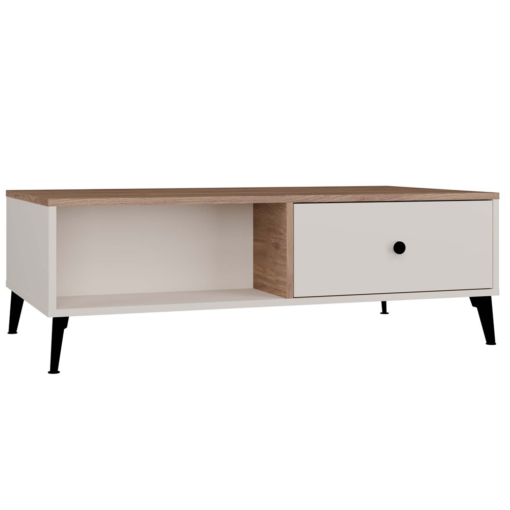 Couchtisch POINT 2S 110 Kaschmir Beige Eiche Castello 2 Schubladen für Wohnzimmer