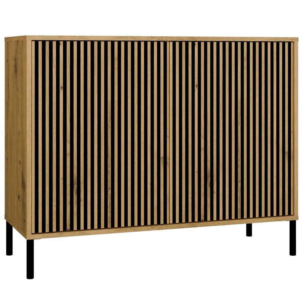 Kommode KAMARO 2D SLIM EICHE ARTISAN Lamellen Front Gerillt