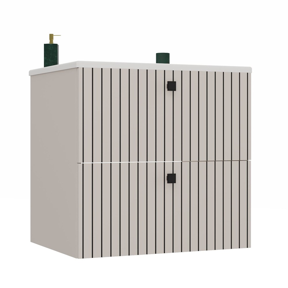 UNTERBAUSCHRANK TIGO 60 2S KASCHMIR GERILLTE FRONT + WASCHBECKEN