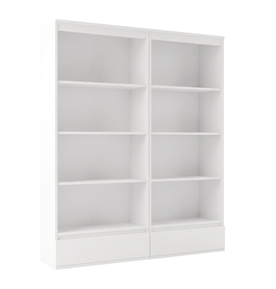 Büroregal Set 2x PALERMO Schrank 2 Schubladen 8 Regalböden Für Büro WEIß